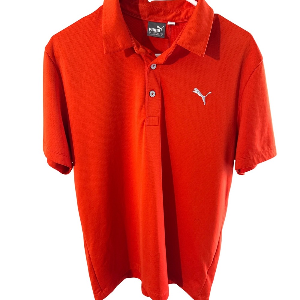 Puma Dry Cell Mens Golf Polo Shirt Orange Short Sleeve Size Large L